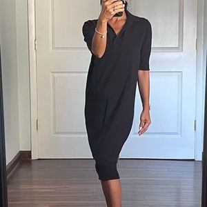 COS navy cotton blend polo shirt style dress size XS